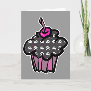 Carte gâteau Gothique crâne os croisés