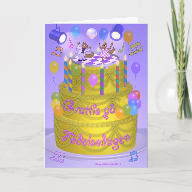 Carte Gâteau "Joyeux Anniversaire" (suédois) (Devant)
