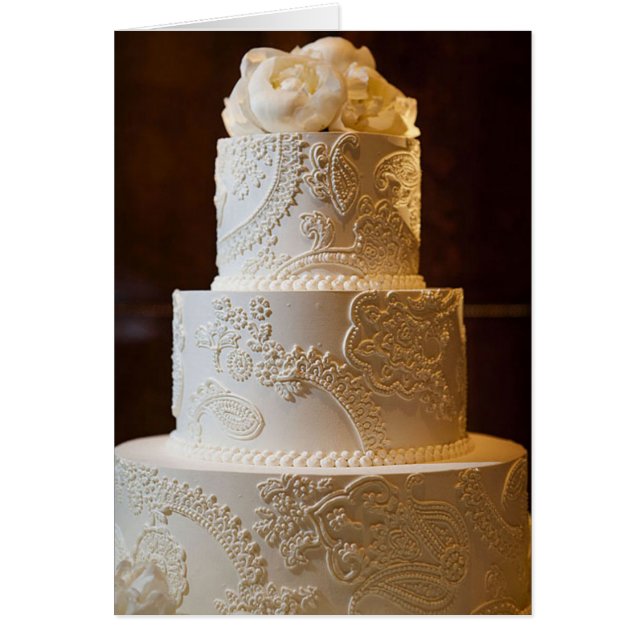 Carte - Gâteau Mariage en dentelle Vintage (Devant)