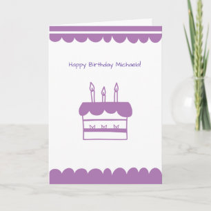 Carte Gâteau minimaliste personnalisé Purple Anniversair