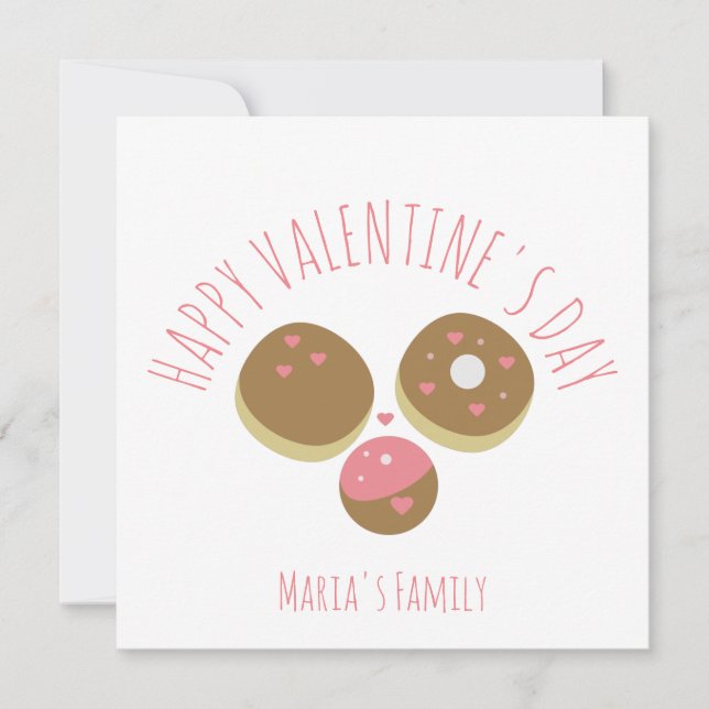 Carte Gâteau Pop Donut Saint-Valentin Rose Rouge Script  (Devant)