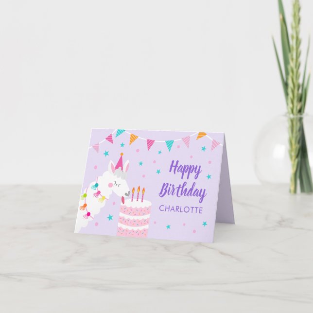 Carte Gâteau tout Llama amusant 3ème Purple Joyeux Anniv (Devant)