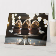 Gâteaux Cupcakes sur Plateau avec Lumières Bokeh