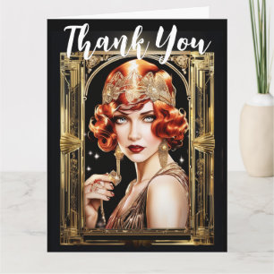 Carte Gatsby flapper fille rousse merci dans les années 