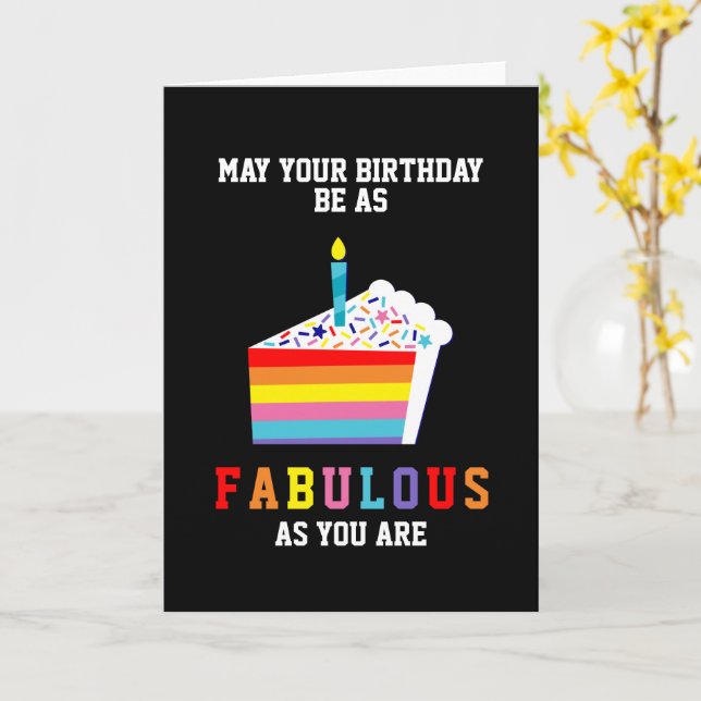 Carte Gay pride Fabuleux Rainbow Birthday Cake (Fleur jaune)