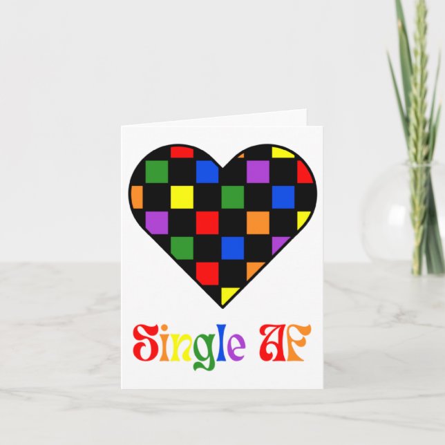 Carte Gay Pride Rainbow Single Af Valentines Day Sarcas  (Devant)