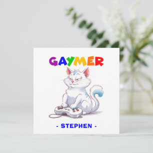 Carte Gaymer - Rainbow Gaming Cat avec console   LGBTQ