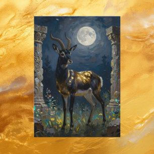 Carte Gazelle noire et dorée Pensant à toi
