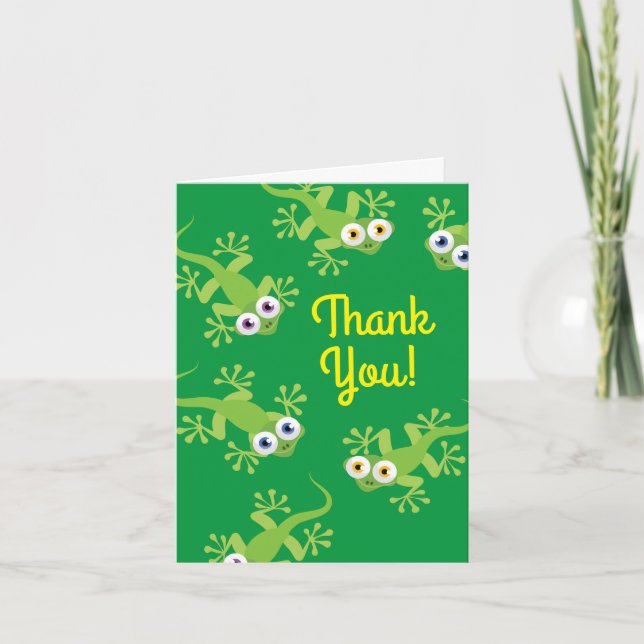 Carte Gecko Lizards Anniversaire Fête Merci Enfants mign (Devant)