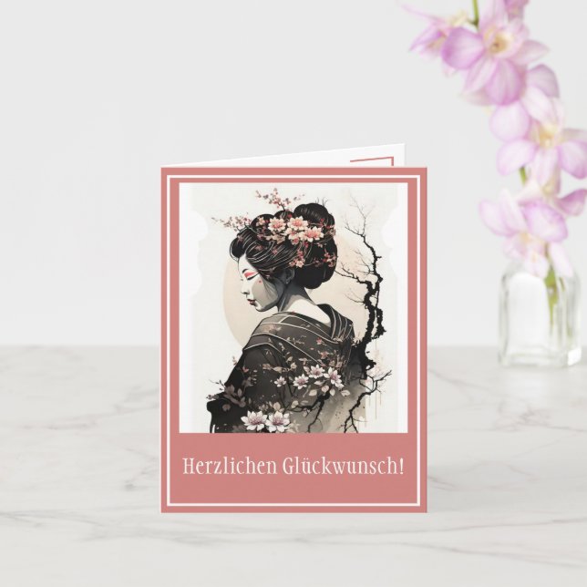 Carte Geisha japonaise gracieuse -  (Orchidée)