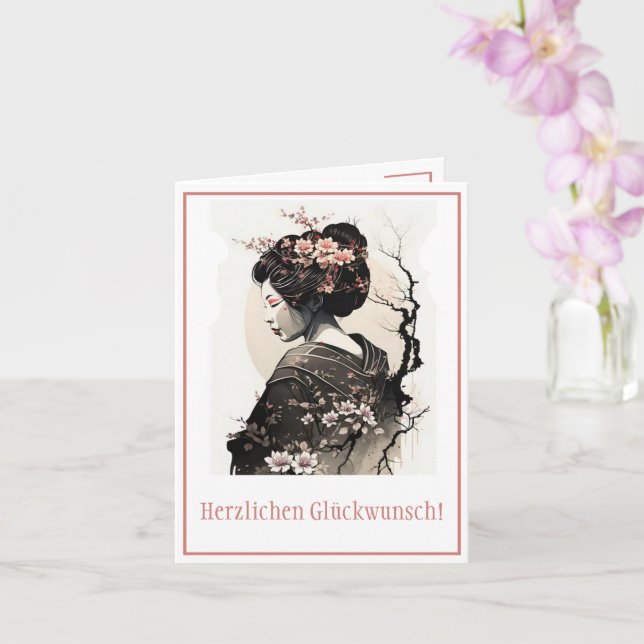 Carte Geisha japonaise gracieuse - (Orchidée)