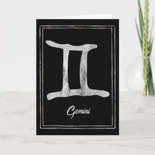 Carte Gemini argent zodiac astrologie Joyeux anniversair