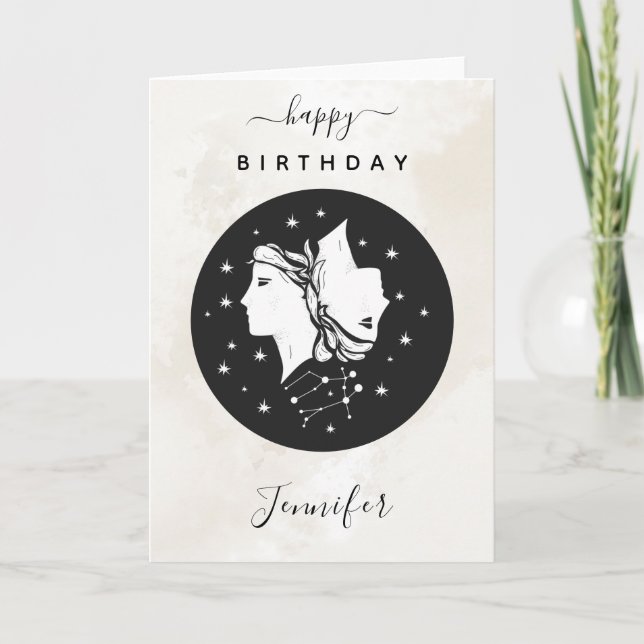 Carte Gemini Astrologie Zodiac Star Sign Horoscope Chic (Devant)