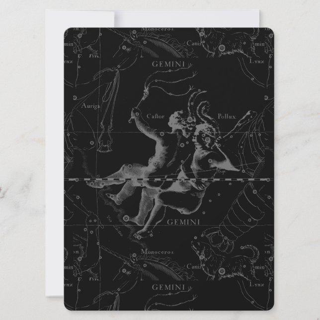 Carte Gemini Constellation Map Engraving par Hevelius (Devant)