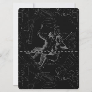 Carte Gemini Constellation Map Engraving par Hevelius