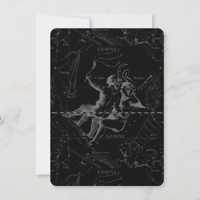 Carte Gemini Constellation Map Engraving par Hevelius (Devant)