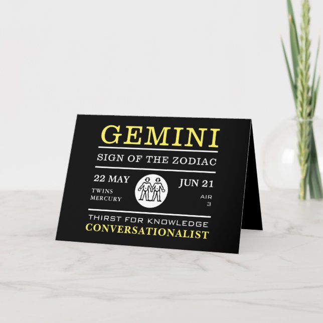 Carte Gemini Sign of the Zodiac, astrologie (Devant)