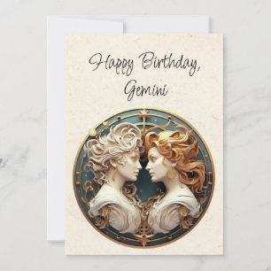 Carte Gemini Twins Zodiac minimaliste Anniversaire
