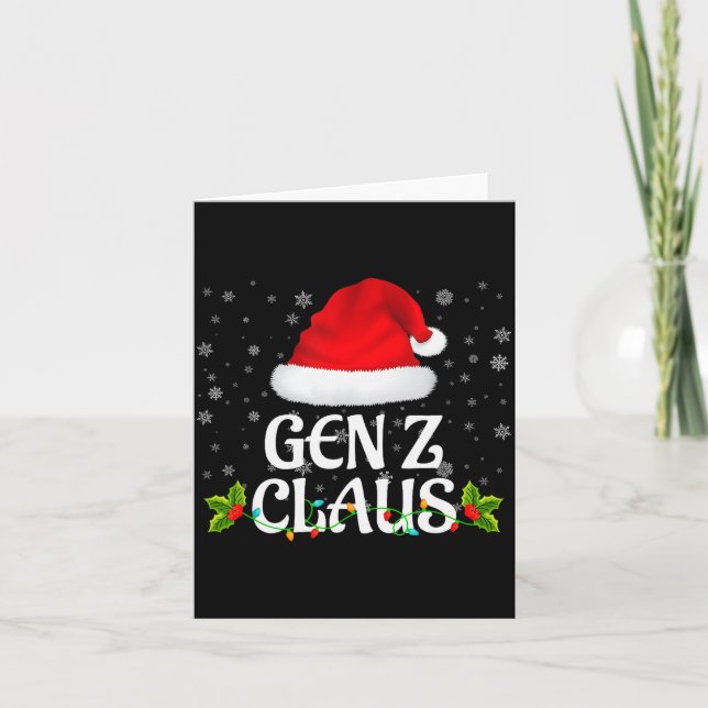 Carte Gen Z Claus Christmas Lights Santa Pajama Family M (Devant)