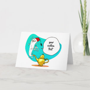 Carte génie de la lampe drôle de dessin animé