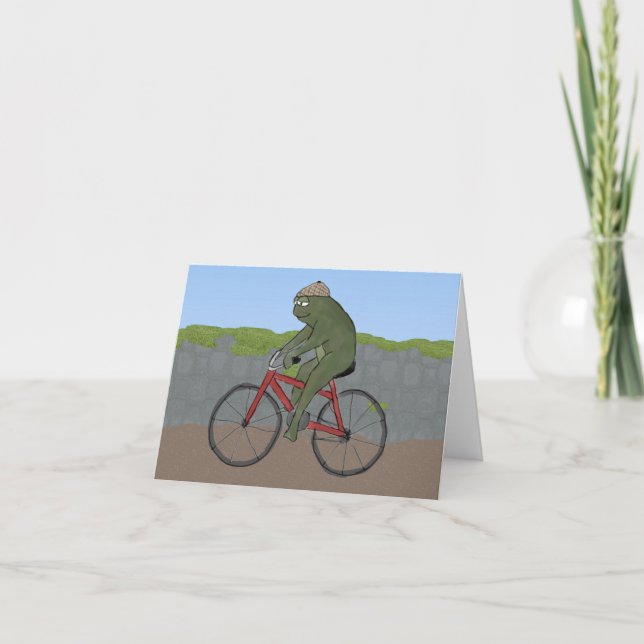 Carte Gentleman Frog on a Bicycle Note Card (Devant)