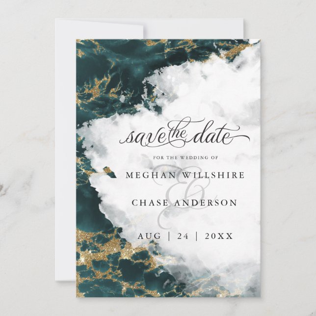 Carte Géode d'aquarelle Sapphire turquoise BarefootBride (Devant)
