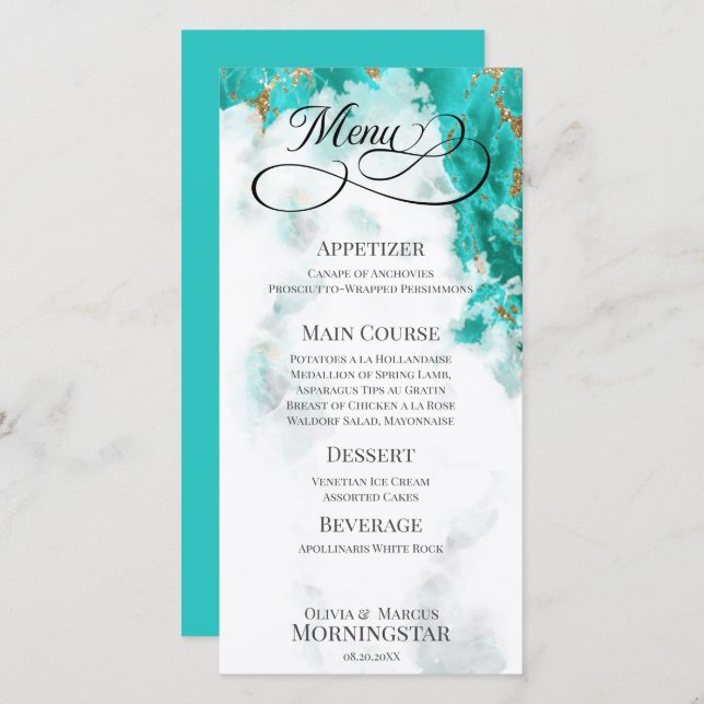 Carte Géode Turquoise Aquarelle (Devant / Derrière)