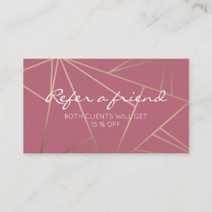 Carte géométrique de référence d'or rose élégant