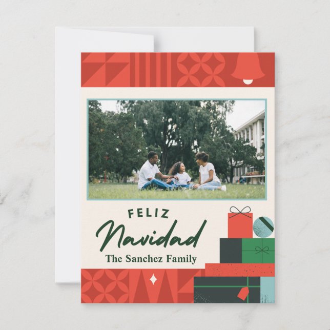 Carte géométrique "Feliz Navidad" 1 Photo (Devant)