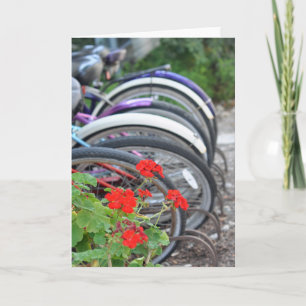Carte Geraniums et vélos Salutation
