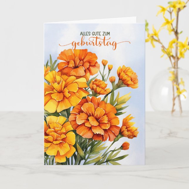 Carte German Marigolds October Birthday Geburtstag  (Fleur jaune)