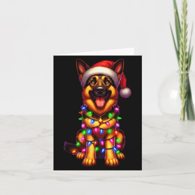Carte German Shepherd Christmas Tree Lights Xmas Pajama  (Devant)
