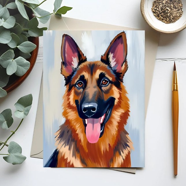 Carte German Shepherd | Dog Watercolor Pet Card (Créateur téléchargé)