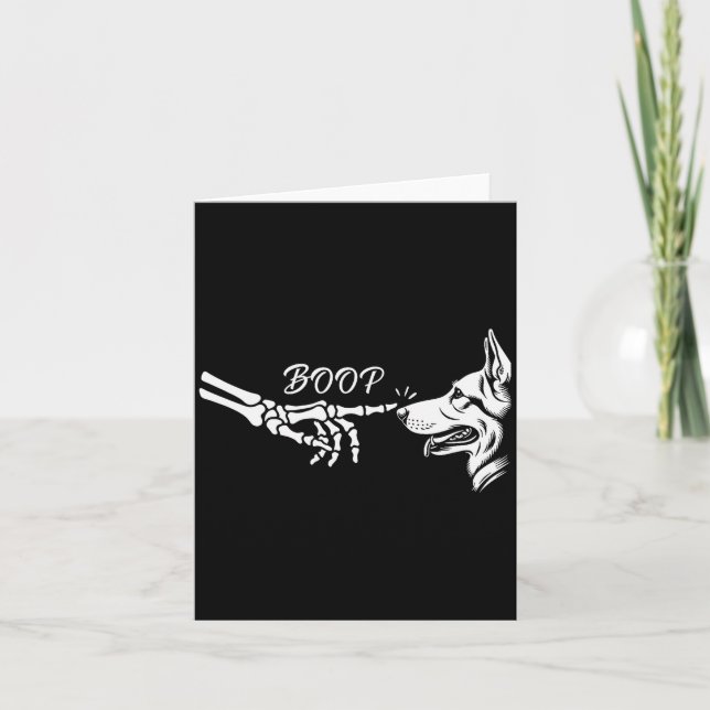 Carte German Shepherd Skeleton Hand Boop Halloween Pet W (Devant)