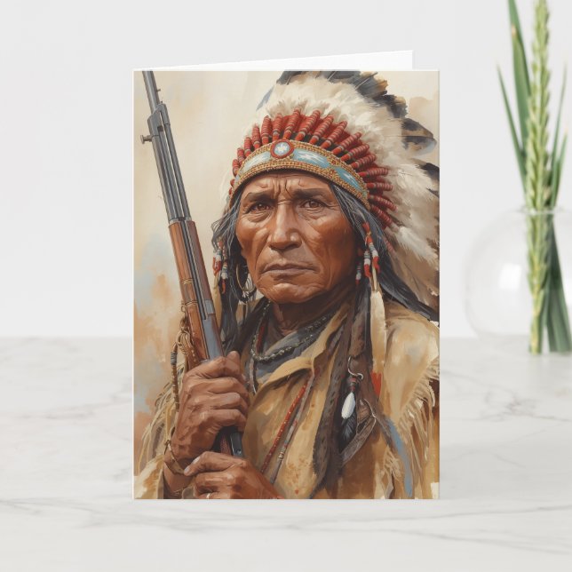 Carte Geronimo Indian Chief Warrior Portrait (Devant)