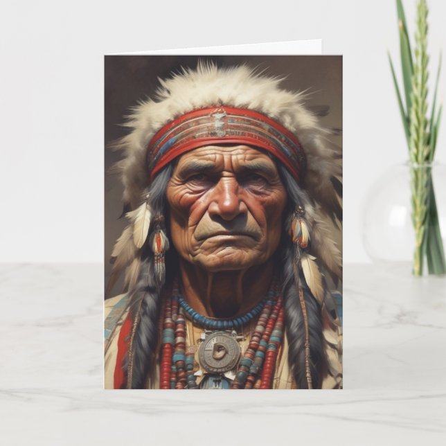 Carte Geronimo Portrait du chef guerrier indien (Devant)