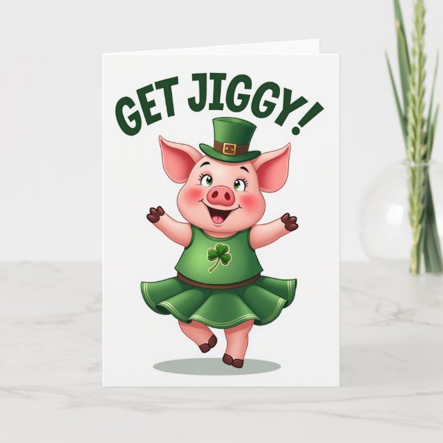 Carte Get Jiggy Pig St Patricks Card (Devant)