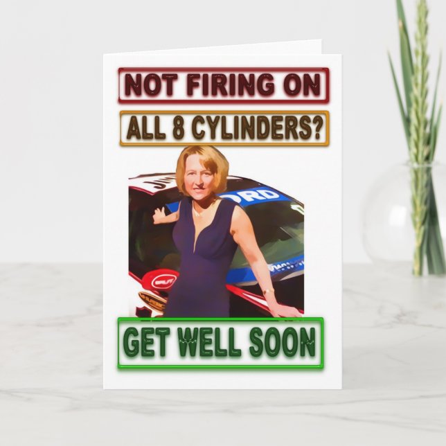 Carte Get Well Bientôt, thème de voiture V8 (Devant)