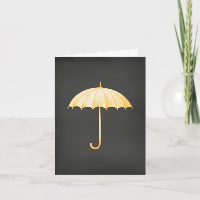 Carte Get Well Card with a Yellow Umbrella on Black (Devant)