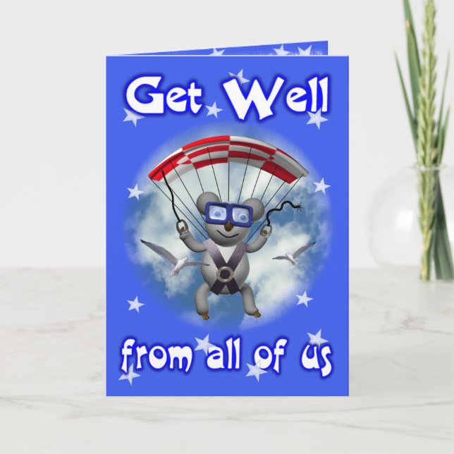 Carte Get Well Sky Diving Koala (Devant)