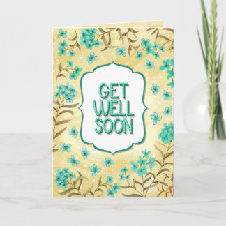 Carte Get Well Soon Floral Yellow Teal Card