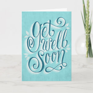 Carte Get Well Soon Green Vintage Style Typography Card
