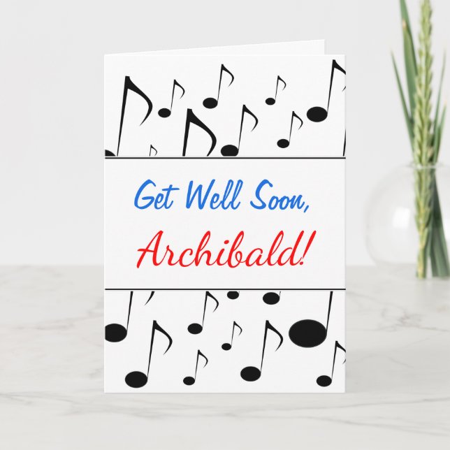Carte "Get Well Soon" + Many Musical Notes Pattern (Devant)