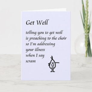 Carte Get Well - un poème amusant Get Well