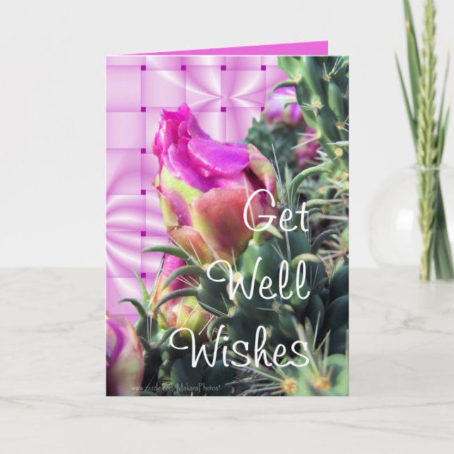 Carte GetWell-personnaliser de fleur de cactus pour (Devant)