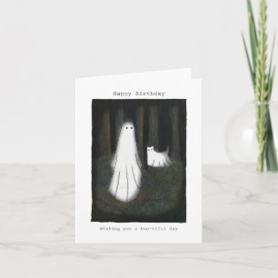 Carte Ghost and Ghost cat Mignonne drôle Joyeux annivers