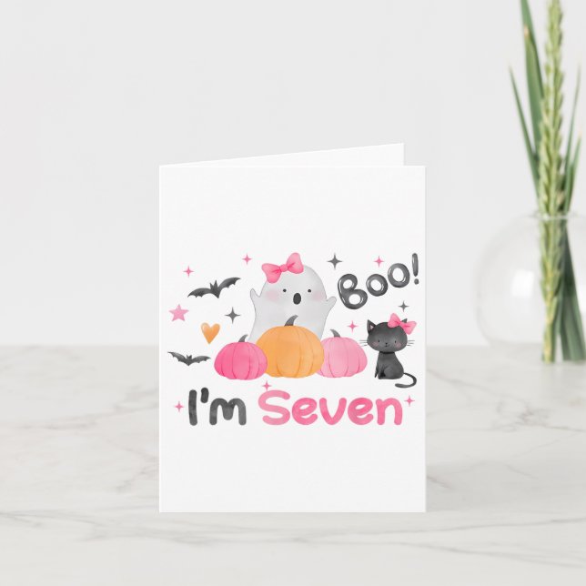 Carte Ghost Boo I'm Seven 7 Year Old Halloween Kids 7th (Devant)