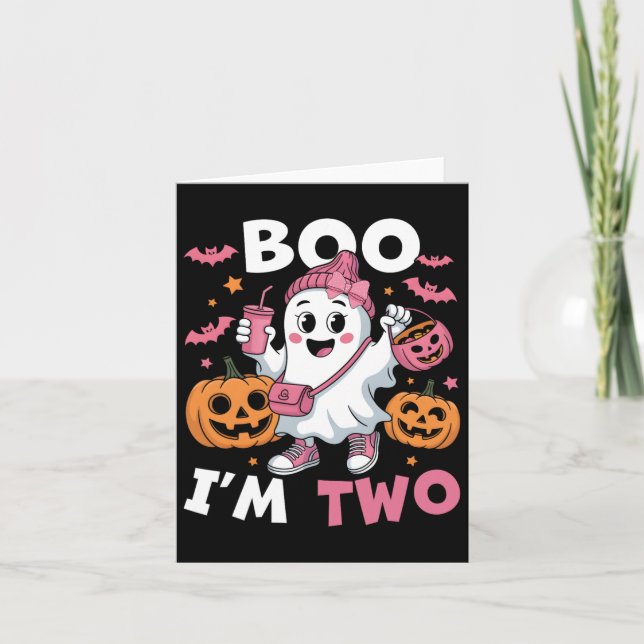 Carte Ghost Boo Je suis deux enfants de 2e anniversaire  (Devant)