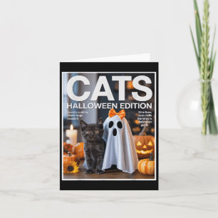 Carte Ghost et chat noir Drôle Halloween Zine Paro