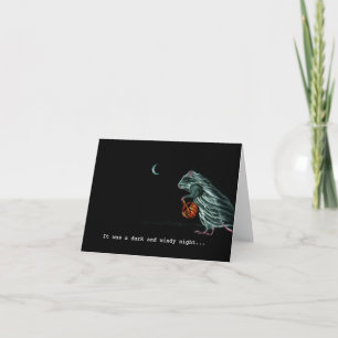 Carte Ghost Rat on WIndy Halloween Night Note Card